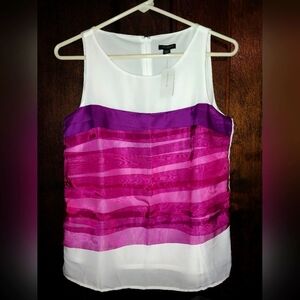 NWT Ann Taylor Pink and White Sleeveless Blouse
